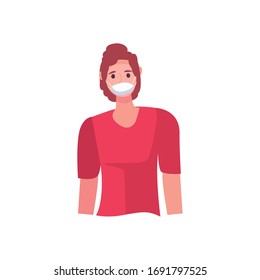 Man with mask flat style icon design of Medical care health hospital emergency aid exam clinic and patient theme Vector illustration