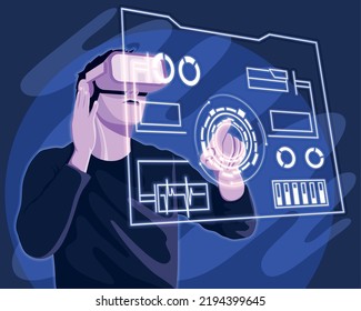 man with mask and hologram metaverse