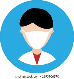 Man with mask icon flat design illustration
