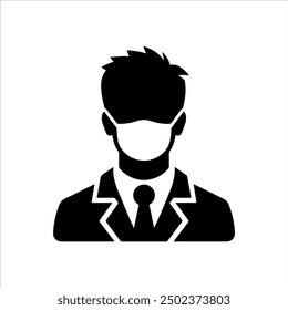 Man with mask icon silhouette vector illustration design on white background.
