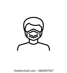 Man with mask icon symbol vector on white background.
