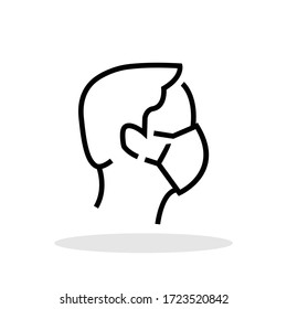Man with mask icon in trendy flat style. Coronavirus precaution symbol for your web site design, logo, app, UI Vector EPS 10.