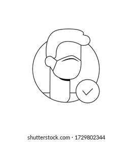 Hombre con icono de máscara en estilo plano de moda aislado en fondo blanco. Símbolo de diseño de sitio web, logotipo, aplicación, interfaz de usuario. Ilustración vectorial.