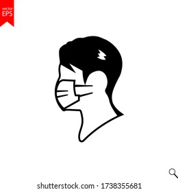 vectores de icono de máscara de hombre, polvo, virus, medicina, 