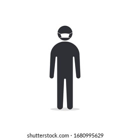 Man with mask icon vector in trendy flat style isolated on white. Coronavirus protection concept.
