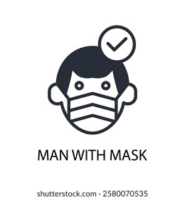 man with mask icon. vector.Editable stroke.linear style sign for use web design,logo.Symbol illustration.