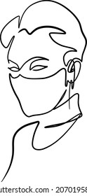 Hombre en el vector de arte de la cintura de mascarilla