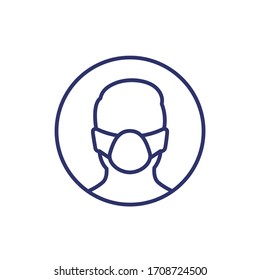 man in mask line icon on white