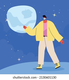 Man with mask at night
