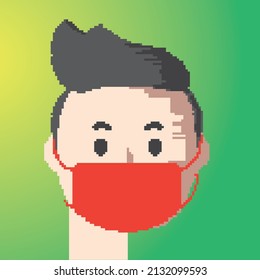 MAN WITH MASK PIXEL ART NFT ART COLLECTION TEMPLATES VECTOR