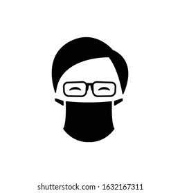 Man with mask for protect virus or pollution icon vector