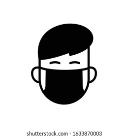 Man with mask for protect virus or pollution icon vector