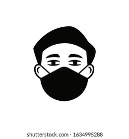 Man with mask for protect virus or pollution icon vector