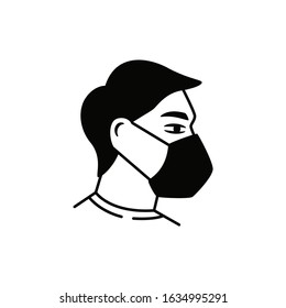 Man with mask for protect virus or pollution icon vector