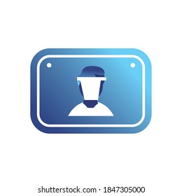man with mask in road sign gradient style icon design of new normality medical care and covid 19 virus theme Vector illustration
