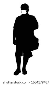 Man with mask silhouette vector