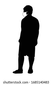 Man with mask silhouette vector