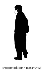 Man with mask silhouette vector