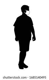 Man with mask silhouette vector