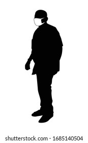Man with mask silhouette vector