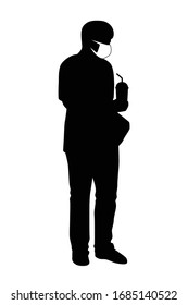 Man with mask silhouette vector