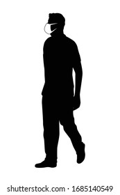 Man with mask silhouette vector