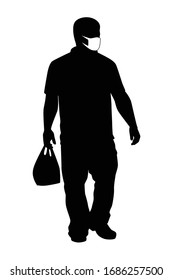 Man with mask silhouette vector