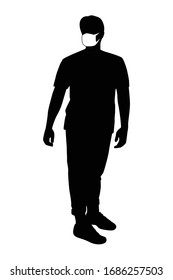 Man with mask silhouette vector