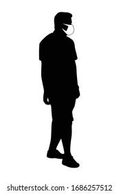 Man with mask silhouette vector