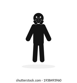 Man in mask. Vector icon of a man in medical face protection mask.