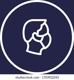 Hombre con máscara blanco icono de línea vectorial con fondo oscuro