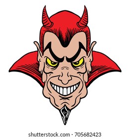 man masked in a devil cartoon illustration isolated on white