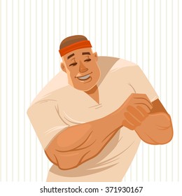 man masseur, bodywork therapist, cartoon character, vector illustration  