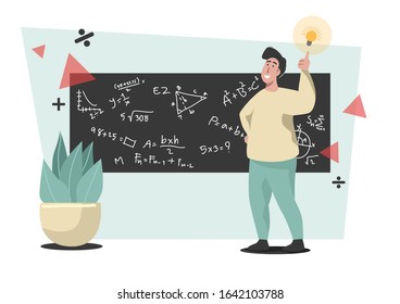 Man with math numbers Educational concepts Is a vector that can be used for design and various media.
