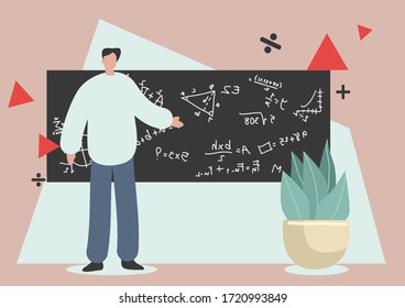 Man with math numbers Educational concepts Is a vector that can be used for design and various media.