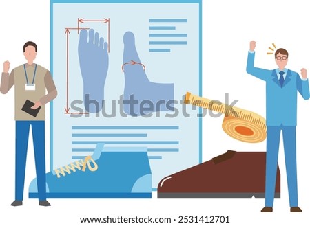 A man measuring his foot size and choosing shoes