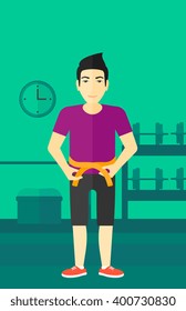 Man measuring waist.
