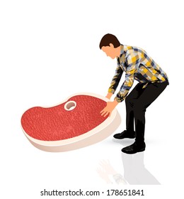 man and meat