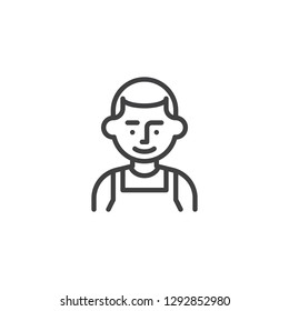 Man mechanic avatar line icon. linear style sign for mobile concept and web design. Male mechanic worker outline vector icon. Symbol, logo illustration. Pixel perfect vector graphics