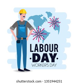man mechanic with helmet to labour day