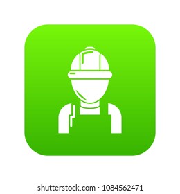 Man mechanic icon green vector isolated on white background
