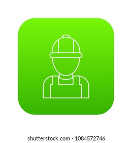 Man mechanic icon green vector isolated on white background