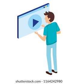 man with media player interface