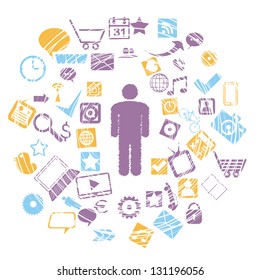 man and media world. abstract vector eps8