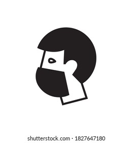 Man in medical face mask. Vector icon.
