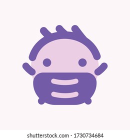 Man in medical face protection mask. Vector icon of people wearing protective surgical mask. illustration for concepts of disease, sickness, alergies, pollution, corona virus.