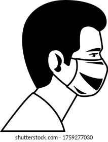 Man in medical face protection mask