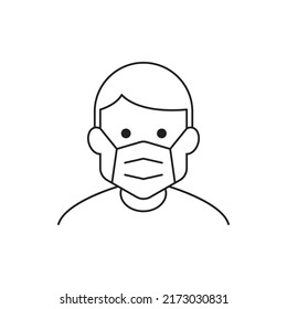 Man In Medical Facemask Icon Design. Vector Illustration