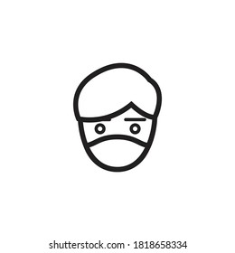 Man in medical facemask line icon. Prevent the spread of COVID-19. Vector illustration