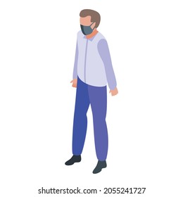 Man in medical mask icon. Isometric of man in medical mask vector icon for web design isolated on white background